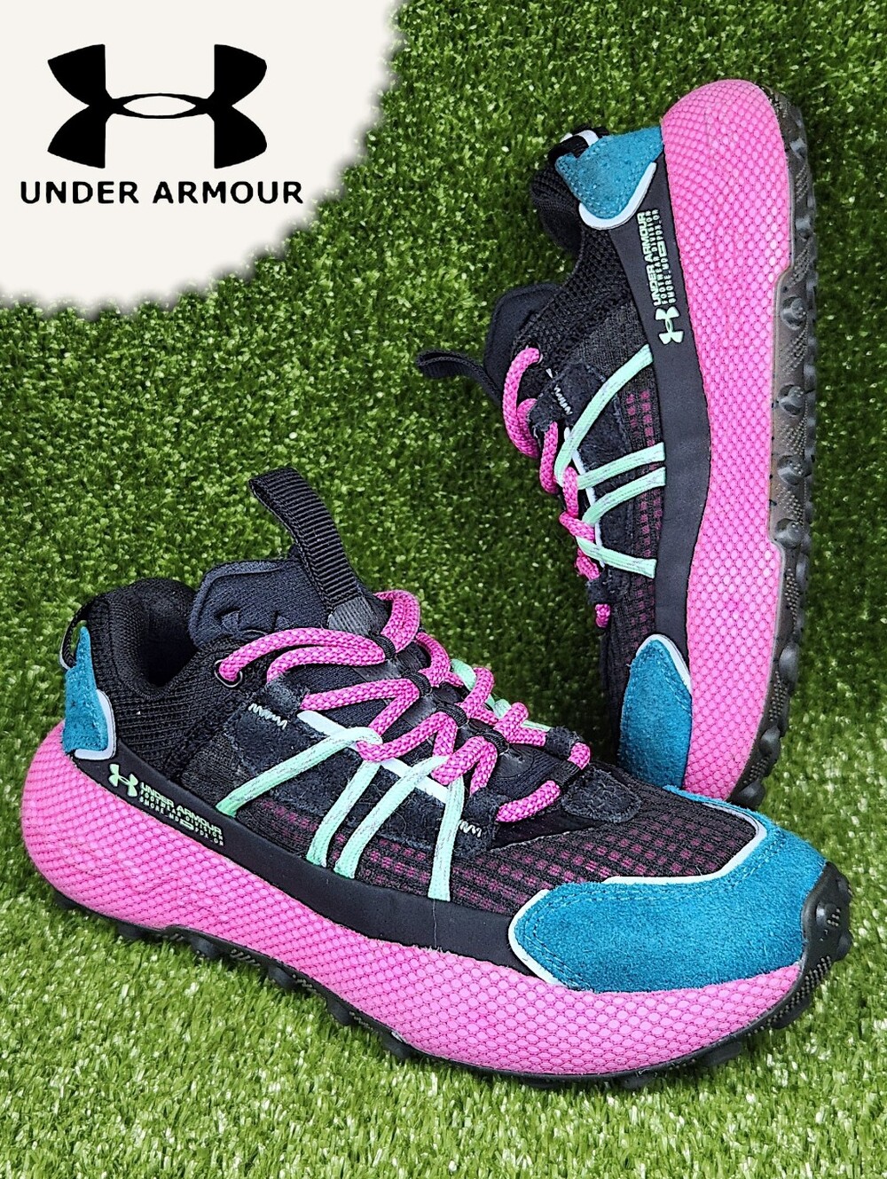 Under Armour Women's Black Pink Teal Trail Running Shoes Sneakers Size 5.5